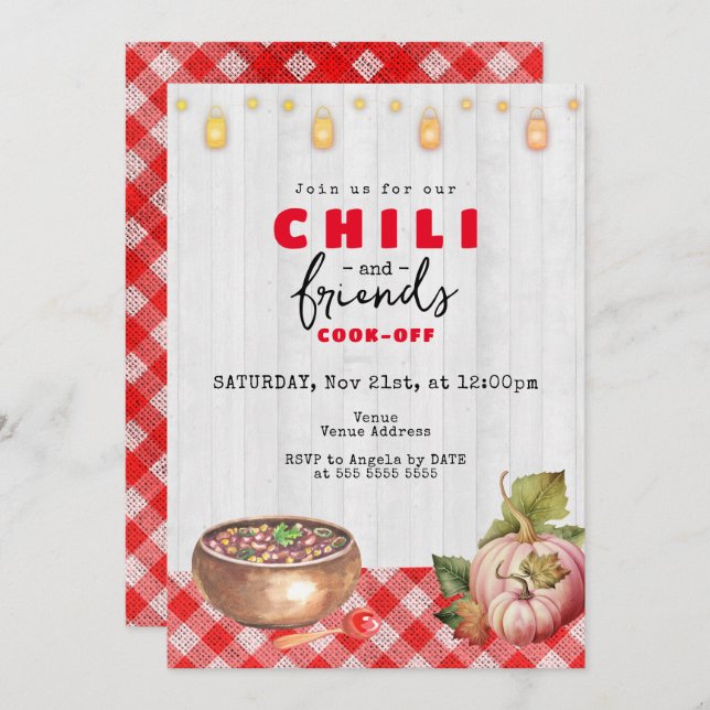 Friendsgiving Potluck Chilli Cook Off Thanksgiving Invitation (Front/Back)