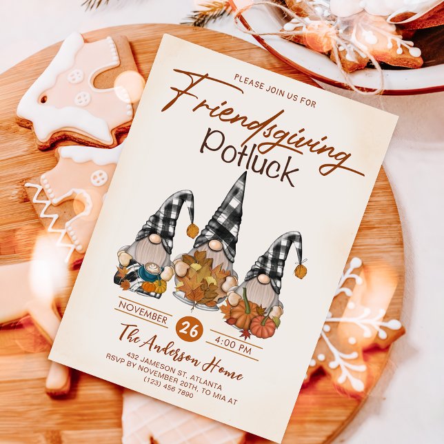 Friendsgiving Potluck Gnomes Autumn Pumpkin Invitation (Creator Uploaded)