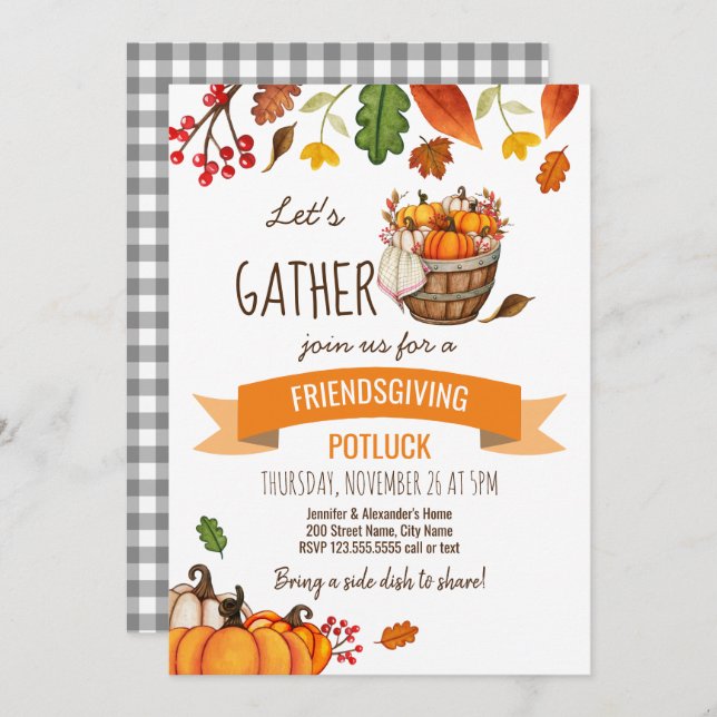 Friendsgiving Potluck Invitation (Front/Back)
