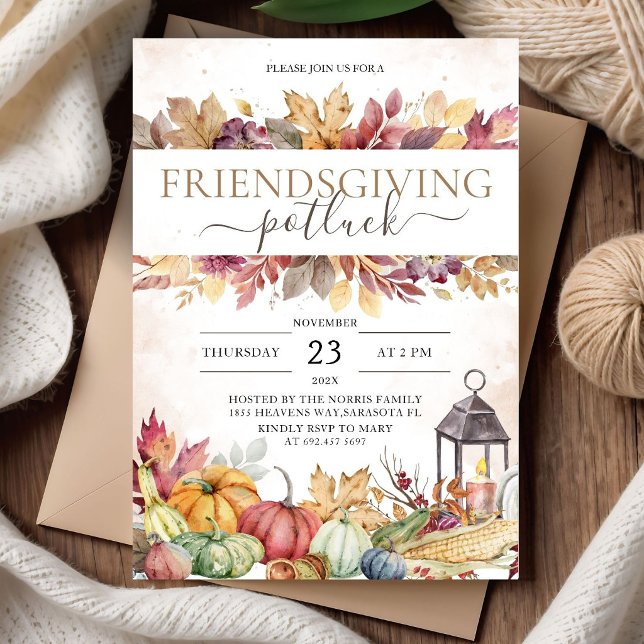 Friendsgiving Potluck Pumpkin Rustic Fall Invitation (Creator Uploaded)