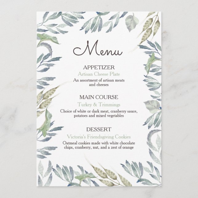 Friendsgiving Rustic Thanksgiving Dinner Menu (Front)