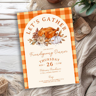 Friendsgiving rustic turkey Thanksgiving dinner Invitation