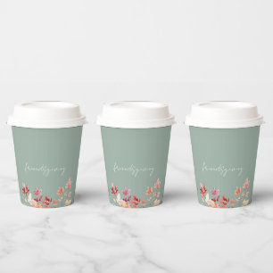Friendsgiving Sage Thanksgiving Paper Cups