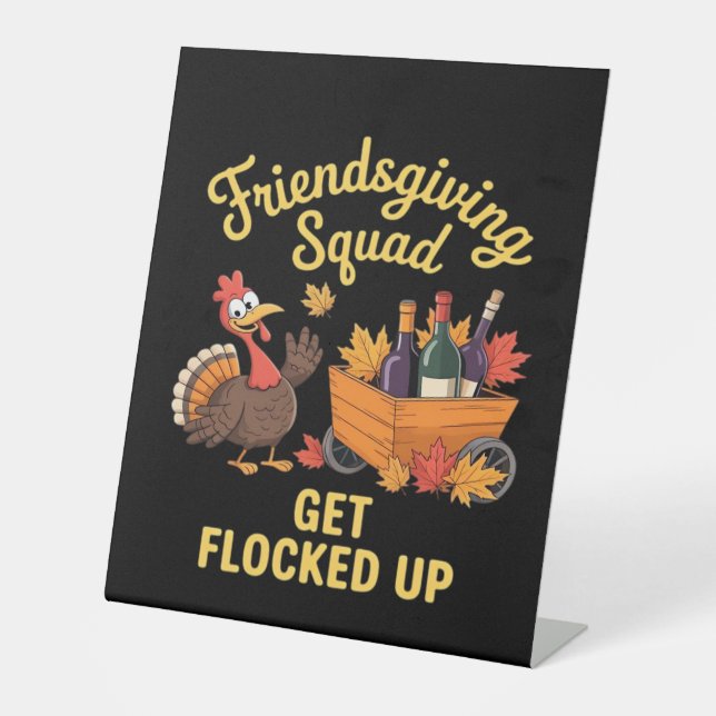 Friendsgiving Squad Get Flocked Up Classic T-Shirt Pedestal Sign (Front)