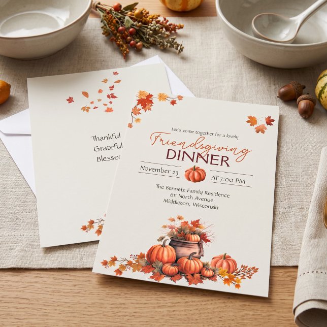Friendsgiving Thankful Grateful Blessed Pumpkin Invitation (Creator Uploaded)