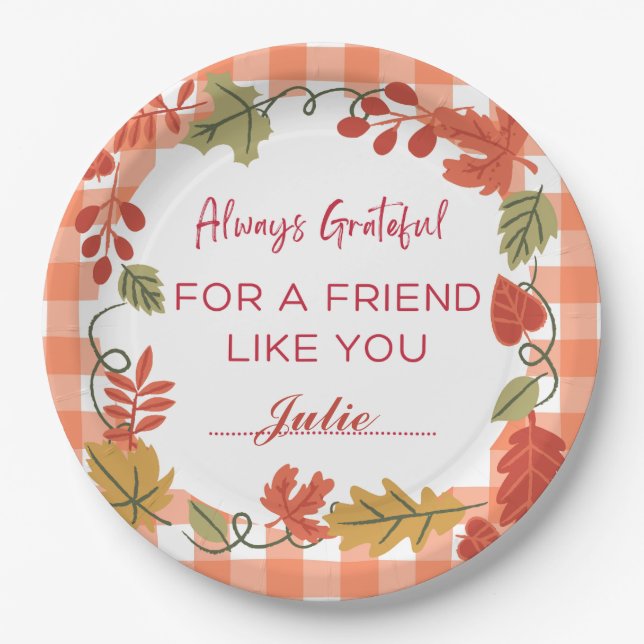 Friendsgiving Thanksgiving Dinner Holiday Paper Plate (Front)