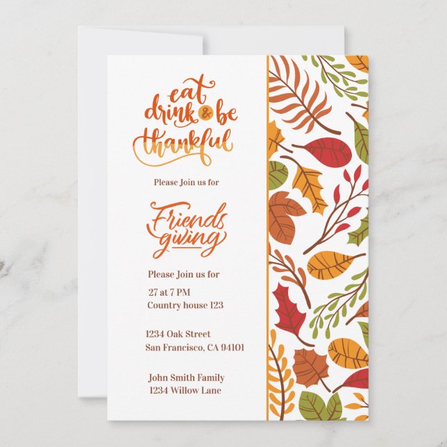 Friendsgiving Thanksgiving Dinner Invitation (Front)