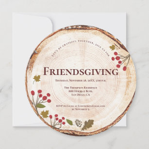 Friendsgiving Thanksgiving Dinner Rustic wood Invitation