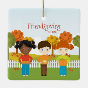 Friendsgiving Thanksgiving Feast Ceramic Tree Decoration