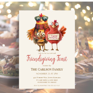 Friendsgiving Thanksgiving Feast Cute Turkey Invitation