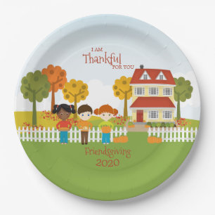 Friendsgiving Thanksgiving Feast Paper Plate