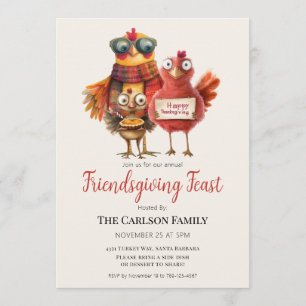 Friendsgiving Thanksgiving FeastCute Turkey Family Invitation