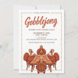 Friendsgiving Thanksgiving Mahjong Game Night Fall Invitation