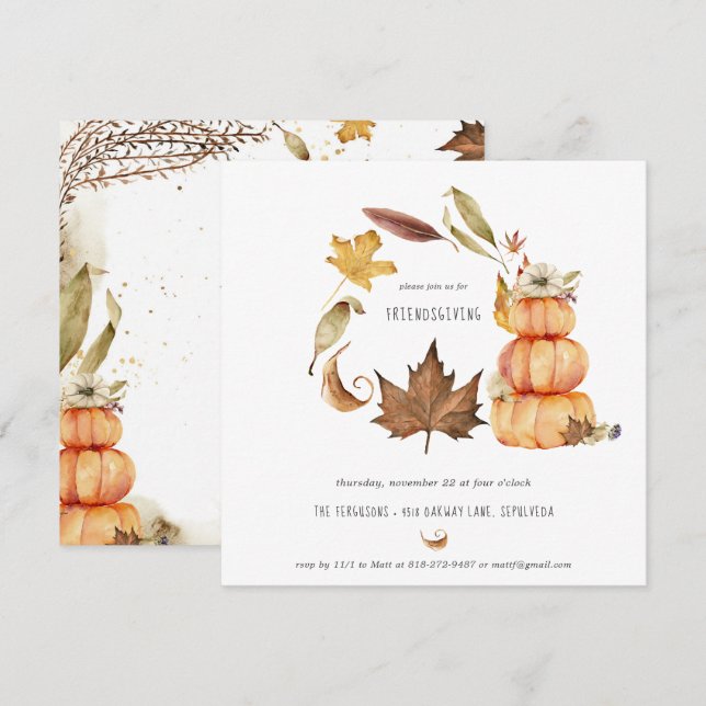 Friendsgiving Thanksgiving Party Invitation (Front/Back)