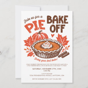 Friendsgiving Thanksgiving Pie Bake Off Party Fall Invitation