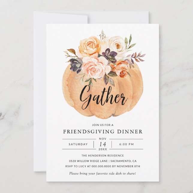 Friendsgiving Thanksgiving Pumpkin Invitation (Front)