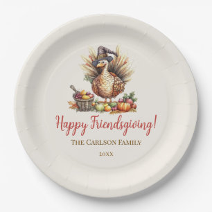Friendsgiving Thanksgiving Rustic Turkey Paper Plate