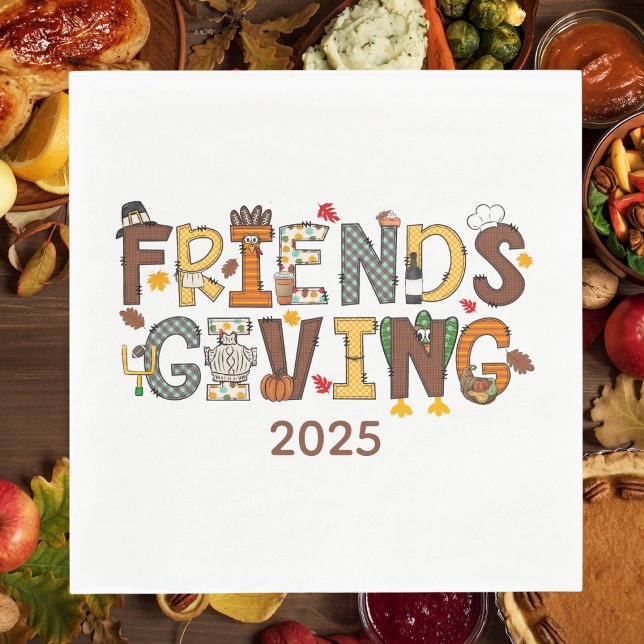 Friendsgiving Thanksgiving Themed Year Napkin (Creator Uploaded)