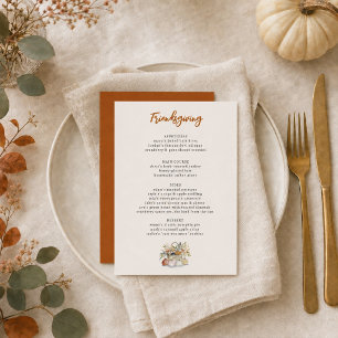 Friendsgiving Watercolor Potluck Fall Dinner Menu