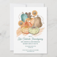 Friendsgiving Watercolor Pumpkins Invitation