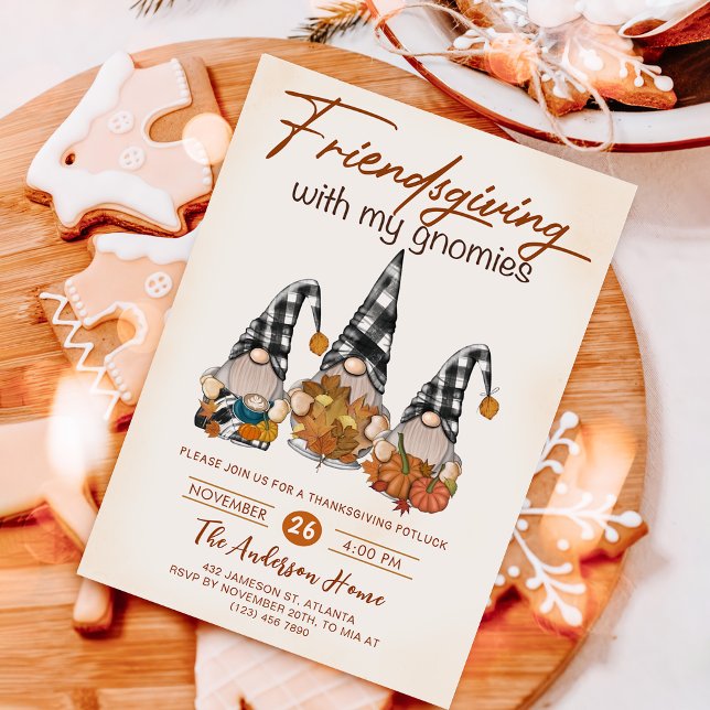 Friendsgiving With My Gnomes Autumn Thanksgiving Invitation (Creator Uploaded)