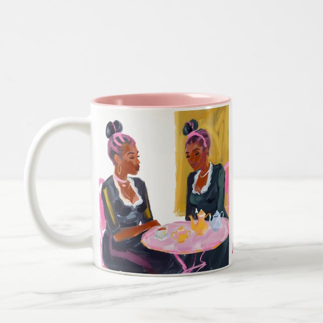 Friendship at the Pink Table Mug (Left)