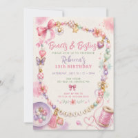 Friendship Beaded Bracelet Pink Bow Birthday