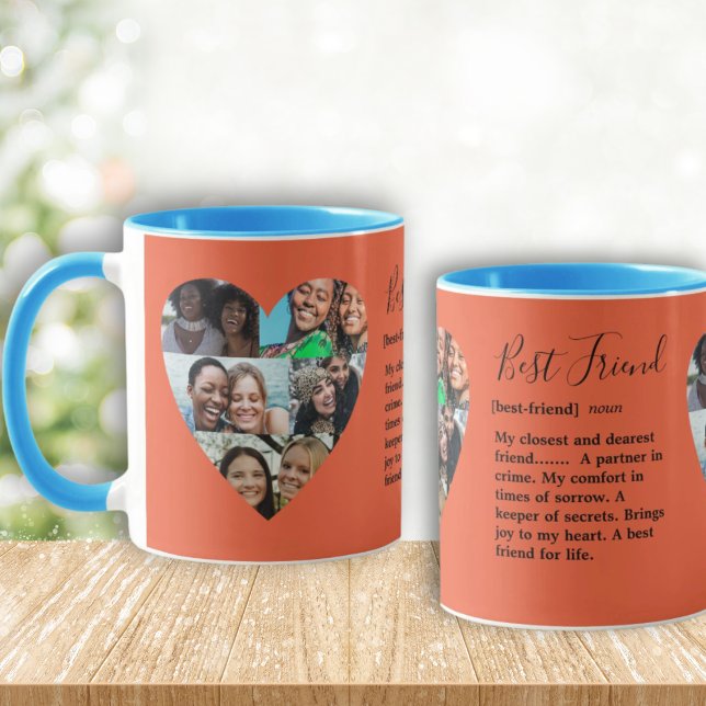 Friendship Bestie Photo Heart Collage Colourful Mug (Creator Uploaded)