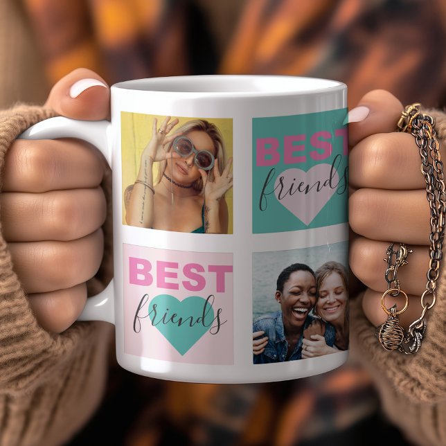 Friendship BFF Photo Collage Heart Coffee Mug (Creator Uploaded)