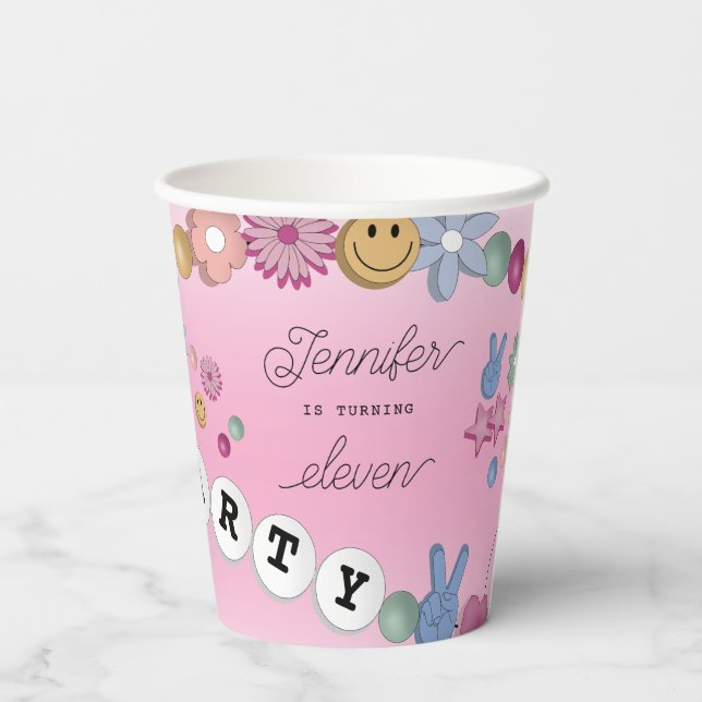 Friendship Bracelet Girl Jewellery Birthday Party Paper Cups (Back)