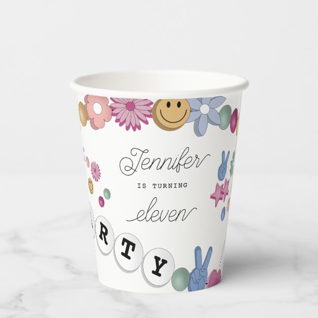 Friendship Bracelet Girl Jewellery Birthday Party Paper Cups (Back)