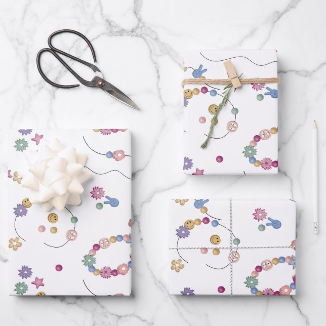 Friendship Bracelet Girl Jewellery Pattern Wrapping Paper Sheet (Front)