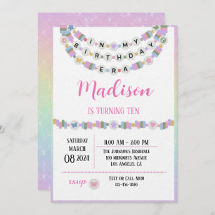 Friendship Bracelet Girls Birthday Era Party Invitation