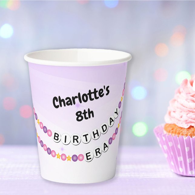 Friendship Bracelet Girls Birthday Era Party Paper Cups (Creator Uploaded)