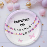 Friendship Bracelet Girls Birthday Era Party Paper Plate<br><div class="desc">A cute girls birthday party plate features friendship bracelets that spell out BIRTHDAY ERA. Personalised with the birthday girls name.</div>