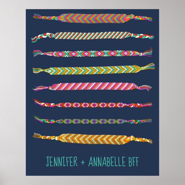 Friendship Bracelets Illustrations Personalised Poster (Front)