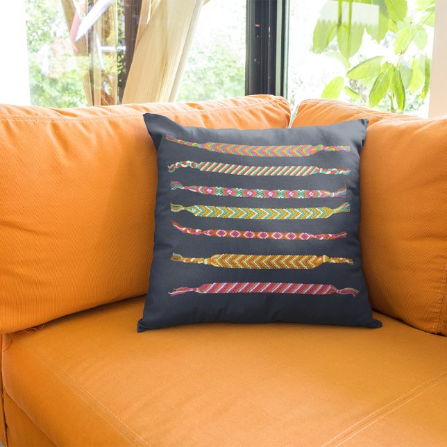 Friendship Bracelets on Navy Blue Personalised Cushion (Creator Uploaded)