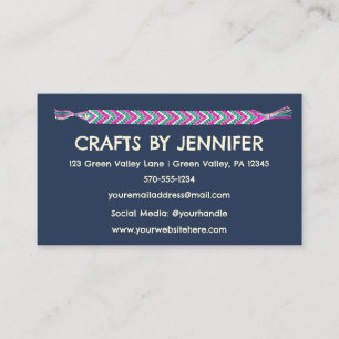 Friendship Bracelets on Navy Blue Personalized Business Card