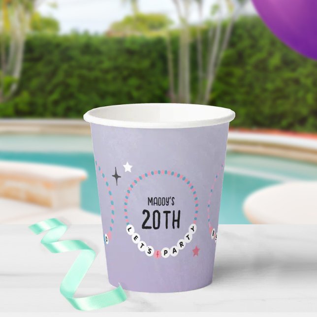 Friendship Bracelets Purple Birthday Paper Cups (Creator Uploaded)