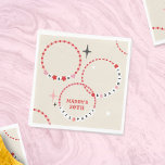 Friendship Bracelets Red & Pink Birthday Napkin<br><div class="desc">Illustration of a beaded friendship bracelet with "let's party",  "HBD",  and "Bday Girl" text over off white background.  Personalise the text at centre.</div>