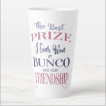 Friendship Bunco Best Prize Typography Latte Mug<br><div class="desc">Let your Bunco friends know that they are the best prize you ever won at Bunco game night. Modern typography style design is stylish and chic. Purple and pink color tones.</div>