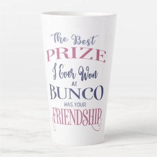 Friendship Bunco Best Prize Typography Latte Mug