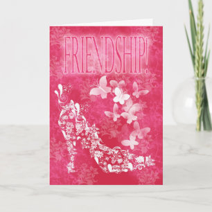 Friendship Card flower shoe and butterflies