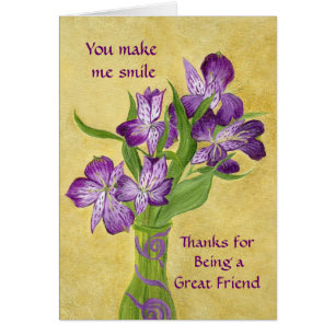 Friendship Card with Purple Flowers