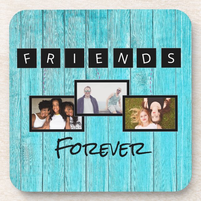 Friendship day personalised template photo collage coaster (Front)
