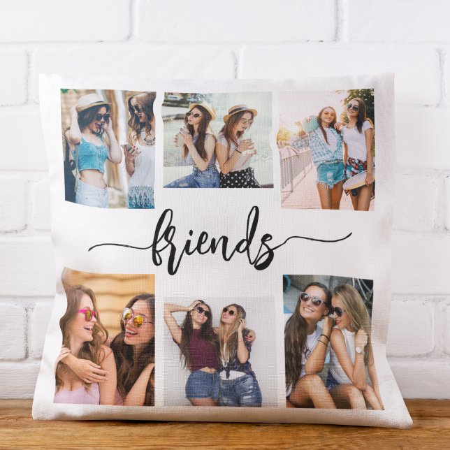 Friendship Friends 6 Photo Collage Keepsake Gift Cushion (Creator Uploaded)