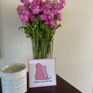 Friendship Greeting Card Pink Dogs