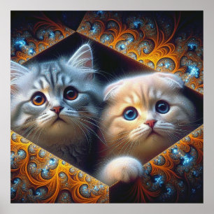 Friendship in Fractal Frames:  A Stunning Art Poster