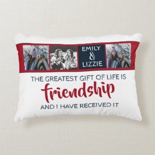 Friendship inspirational with names and photos decorative cushion