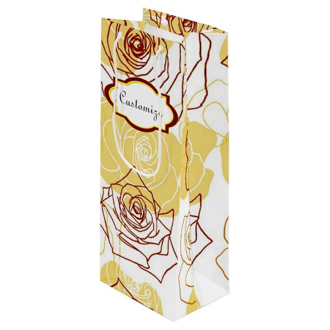 Friendship & Joy Yellow Roses Wine Gift Bag (Front Angled)